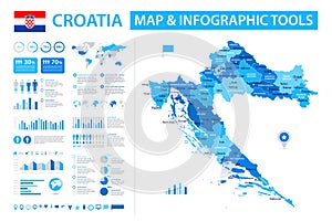 Croatia Infographic Map with Data Visualization Elements - Vector Map of Croatia