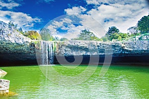 Croatia, Istria, waterfall Zarecki Krov on Pazincica River near town of Pazin