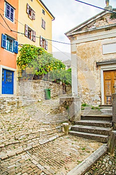 Croatia, Istria, cobbled streetin the old historical town of Motovun