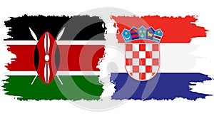 Croatia and Kenya grunge flags connection vector