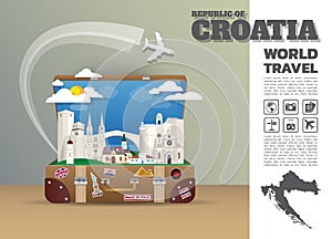 Croatia Landmark Global Travel And Journey Infographic luggage.