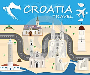 Croatia Landmark Global Travel And Journey Infographic Vector