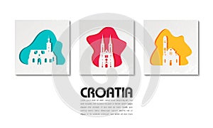 Croatia Landmark Global Travel And Journey paper background. Vector Design Template.used for your advertisement, book, banner,