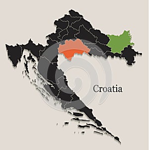 Croatia map Black colors blackboard separate states individual