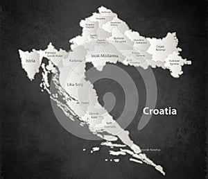 Croatia map Black White separate individual blackboard