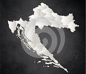 Croatia map Black White separate region individual blank blackboard raster