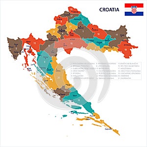 Croatia - map and flag Detailed Vector Illustration