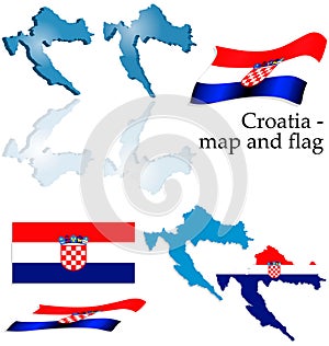 Croatia - map and flag set