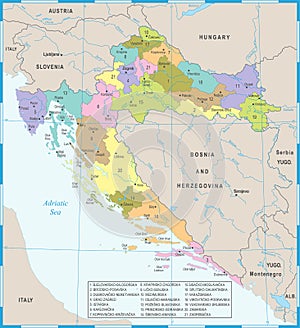 Croatia Map - Detailed Vector Illustration