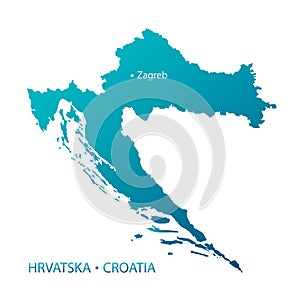 Croatia map highly detailed blue vector