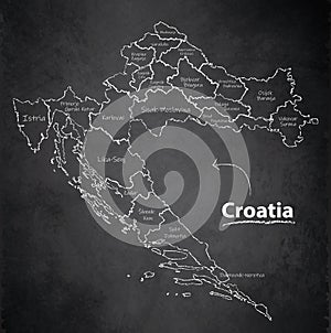 Croatia map separate individual blackboard chalkboard