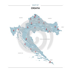 Croatia map vector with red pin