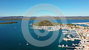 Croatia - Murter town from drone view, its located on the coast