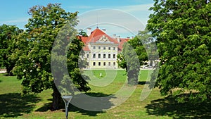 Croatia, old town of Vukovar, city museum in old castle among the trees in park