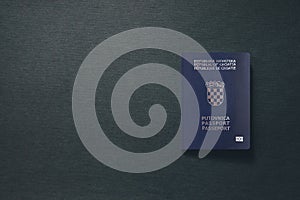 Croatia Passport on dark background with copy space - 3D Illustration