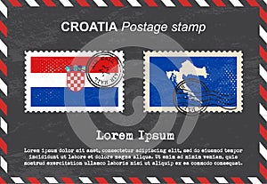 Croatia Postage stamp, vintage stamp, air mail envelope.