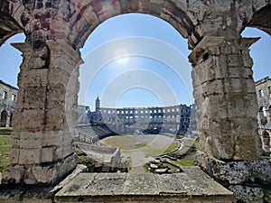 Croatia. Pula. Ruins of the best preserved Roman amphitheatre built in the first century AD during the reign of the
