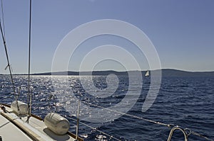 Sailing boat in the wind a summe