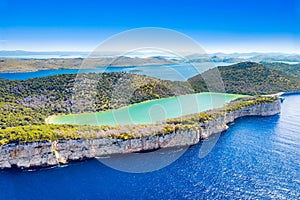 Croatia, Salty green lake in nature park Telascica, Croatia, Dugi otok