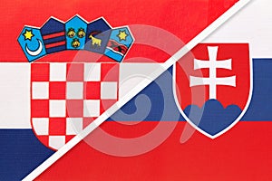 Chorvatsko a Slovensko, symbol země. Chorvatské vs slovenské státní vlajky