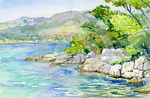 Croatia. Split. Watercolor illustration