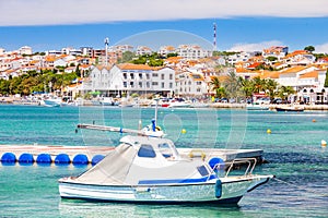 Croatia, waterfront view of the town of Novalja on the island of Pag, marina and turquoise sea
