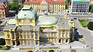 Croatia, Zagreb, panorama of the city center with a view to the Croatian national theater