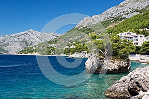 Croatian beach at a sunny day, Brela, Croatia