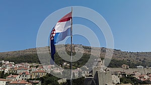 Croatian flag on Dubrovnik top