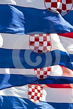 Croatian flag on strong wind Bura photo