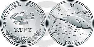Croatian money 2 kuna silver coin photo