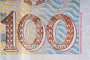 Croatian KUNA or STO KUNA money currency closeup