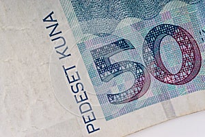 Croatian KUNA or STO KUNA money currency closeup