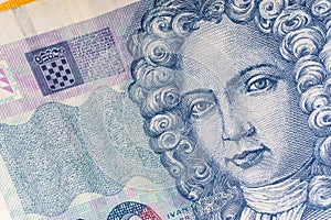 Croatian KUNA or STO KUNA money currency closeup photo