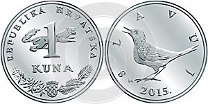 Croatian money 1 kuna silver coin photo