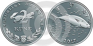 Croatian money 2 kuna silver coin photo