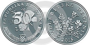 Croatian money 50 lipa silver coin photo