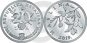 Croatian money 20 lipa silver coin photo