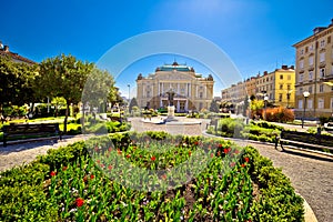 Croatian national theater in Rijeka square view