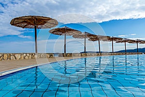 Croatian Swimming pool with tropical sunshades