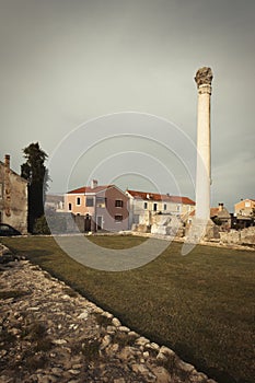 Day and evening time around historical village of Nin on Croatian coast photo