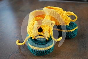 Crochet babies training shoes. First shoes for kids.
