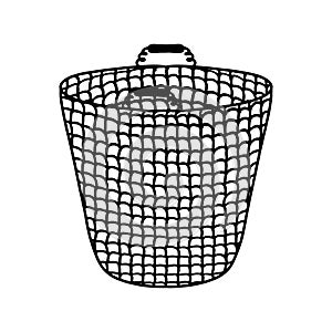 Crochet basket. Hand drawn doodle style. Vector illustration isolated on white. Coloring page.