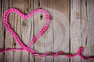 A crochet chain in the shape of a heart