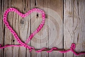 A crochet chain in the shape of a heart photo