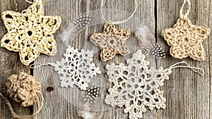 Crochet Christmas decor made of natural materials