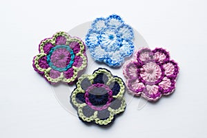 Crochet flowers in different colours