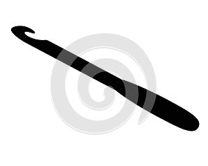 Crochet hook - vector silhouette illustration for logo or pictogram. The hook is a needlework tool for a sign or icon. Knitting to