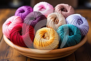 Crochet and knitting supplies. colorful yarn and needles for creative craftsmanship