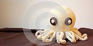 crochet plushie octopus with copy space